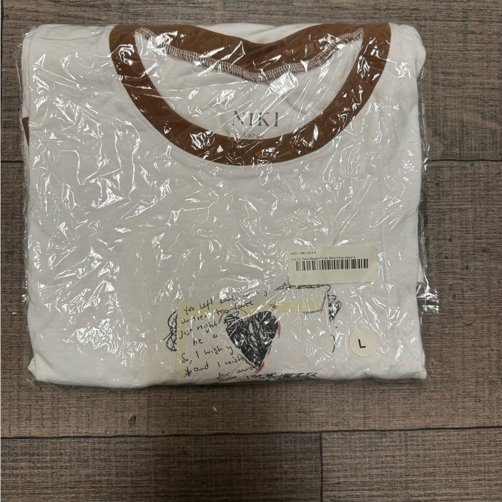 White and Brown Short Sleeve Tee